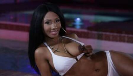 Great-looking busty ebony Alexis Avery and a very hard white cock