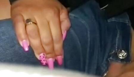 Persecution of blonde married to brand new boy in the car, in the PUB parking lot and husband records everything