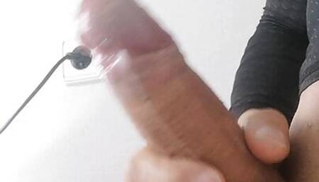 jerking off with lube and pink mouth