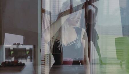 Latex clad glass dildo play