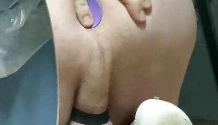 Young skinny twink opens tight ass for plug while slapping his hard drippy cock - Fixxxie