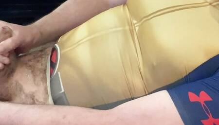 Beefy pup has a quick jerkoff in under armour