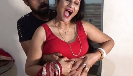 Hindi Desi Bhabi was fucked by Devar in Kitchen, Bathroom and sofa with full Hindi audio
