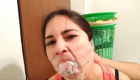 Mouth Stuffed Girl: Step-Daughter's Mouth Sock Packed To The MAX!