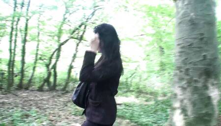 Goddess Gloria humiliating her slave in the woods