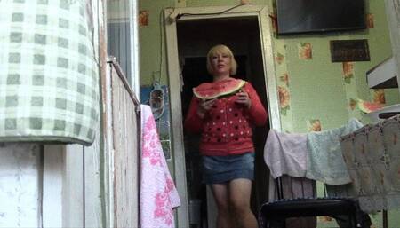 The stranger eats my watermelon