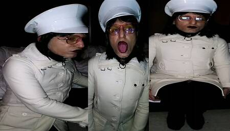 Street whore gets humiliated in her buttoned white jacket