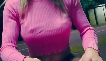 Skinny Cd walking on public  road