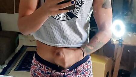 Jony Zucker masturbates in front of the mirror. Do you want to give him a hand?
