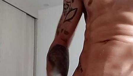 Big and beautiful cock With oil being masturbated with delicious handjob