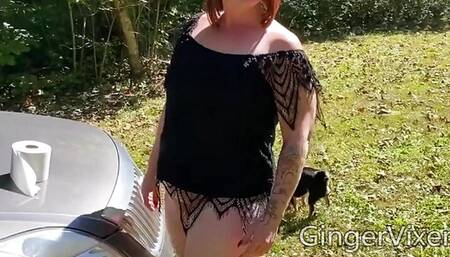 Nudist Tramping Around Outside