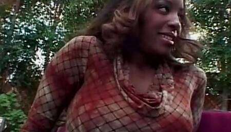 black chubby mom gets white cock juice in her butt hole
