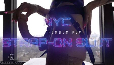 NYC Strap-On Slut POV - Goddess Kyaa in Lingerie with a Big She-Cock Futa Dominatrix - 4K MP4