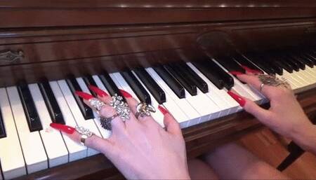 long red fingernails playing piano - full clip - 1920x1080(*mp4)