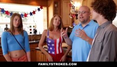 FamilyStrokes -- 4th Of July BBQ Turns Into Step Sibling Fuckfest