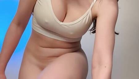 Panty try on voice over creamy waxed pussy mini skirt