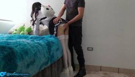 petite girl being spanked on her beautiful ass and get his cumming inside her warm pussy