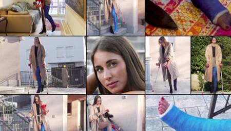 Mirna LLC Trying Out Her Crutches in and out of Hose Before the Party (in HD 1920X1080)