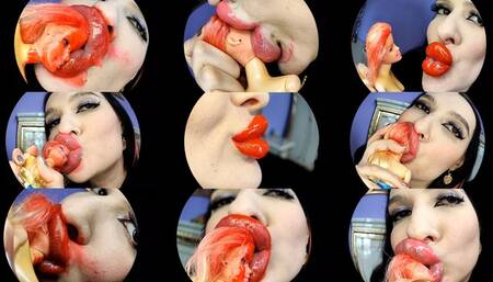 huge lips teasing and kissing