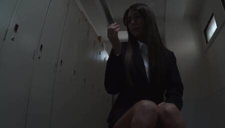 Japanese schoolgirl Akari Asayiri gets horny and masturbates
