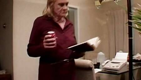 Two lesbians between teen and granny masturbating happily