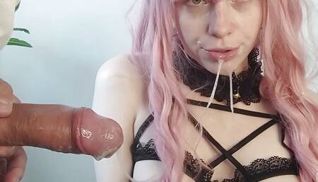 Submissive maid-slave is always happy to please her master with a good blowjob