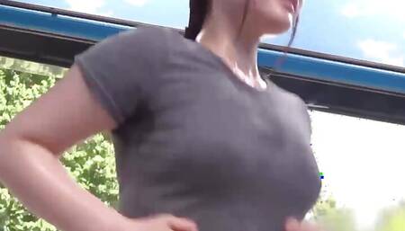 Busty Women Run As Fast As They Can, Tits Bouncing Up And Down. They Become So Sexy After Exercising!