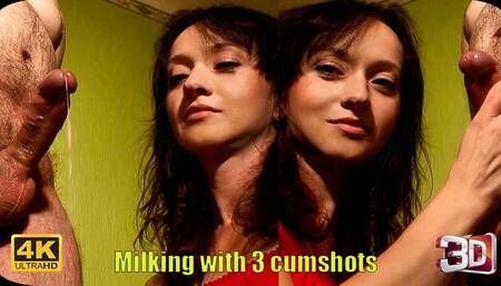 470 - Milking with 3 cumshots 3D SBS 4K