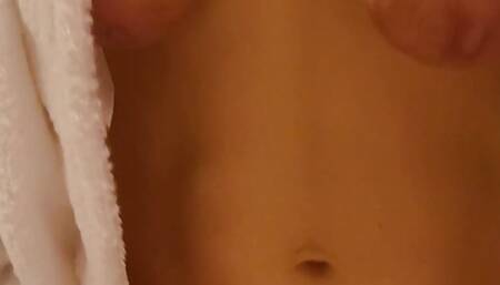 Beautiful mature lady shows her saggy tits on this home video