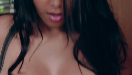 Colombian teen with big naturals playing in her bed