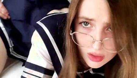 Stepsister after college shoots a video of me fucking her hard