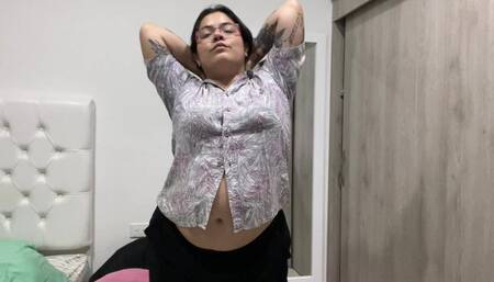 with glasses and belly out fetish