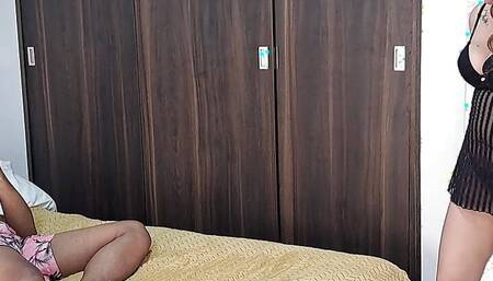 My stepsister asks me for help with some erotic photos. Part 1. She ends up sucking my dick.