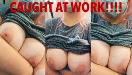 At work making OnlyFans videos - titty drop - blonde PAWG teen public