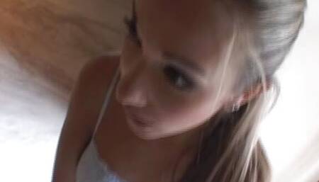 Beautiful blonde German girl gets gangbanged on the couch