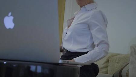 Hot secretary comes home from work