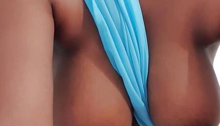 Hot Big boobs with big nipple milf aunty removing dress press boobs and fingering her hairy pussy until cum in room