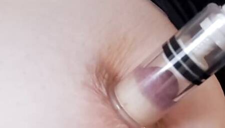 Nipple suckers on big saggy tits