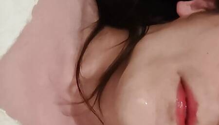 Sissy self facial - connie madison cums on her own tounge.