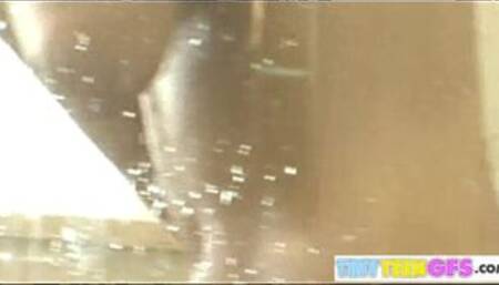 Sweet BrookeSkye rubbing tits and Shower Bath