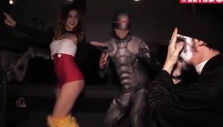 LETSDOEIT - (Lullu Gun, Fash, Jason Steel) - Slim German 19 Year Old Hardcore Halloween three Way Inside The Car With Horny Monsters