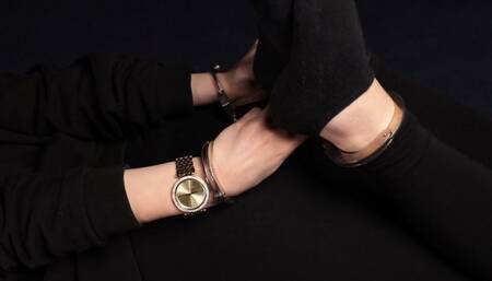 Handcuffed behind the back Hogtie with Michael Kors Wristwatch