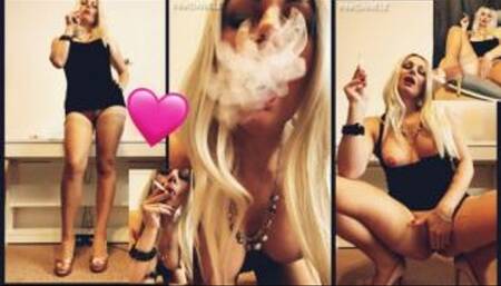 Smoking, blond milf, pussy tease MOV
