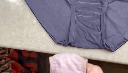 Cum on Sydneys gray panties