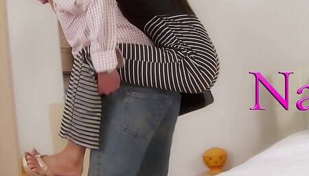 Dressed as a sexy French maid and going to work on a cock!