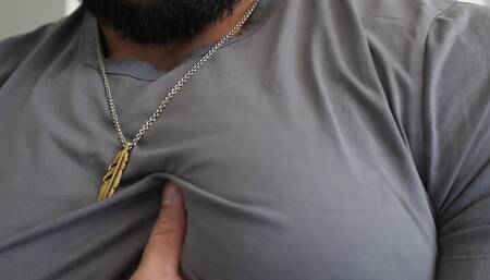 Muscle Hunk Chest Flex in Tight Shirt