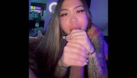 Asian IG Model sucks boyfriends cuck for onlyfans