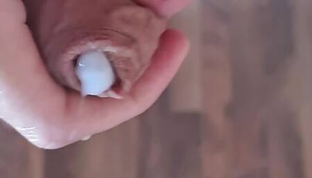 Russian Cock explodes with cum to the floor after orgasm