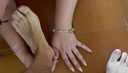 N.7 - BITCH FOR SALE - blowjob, foot lick and cum on her face