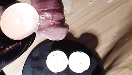Hot waxing my cock shaft